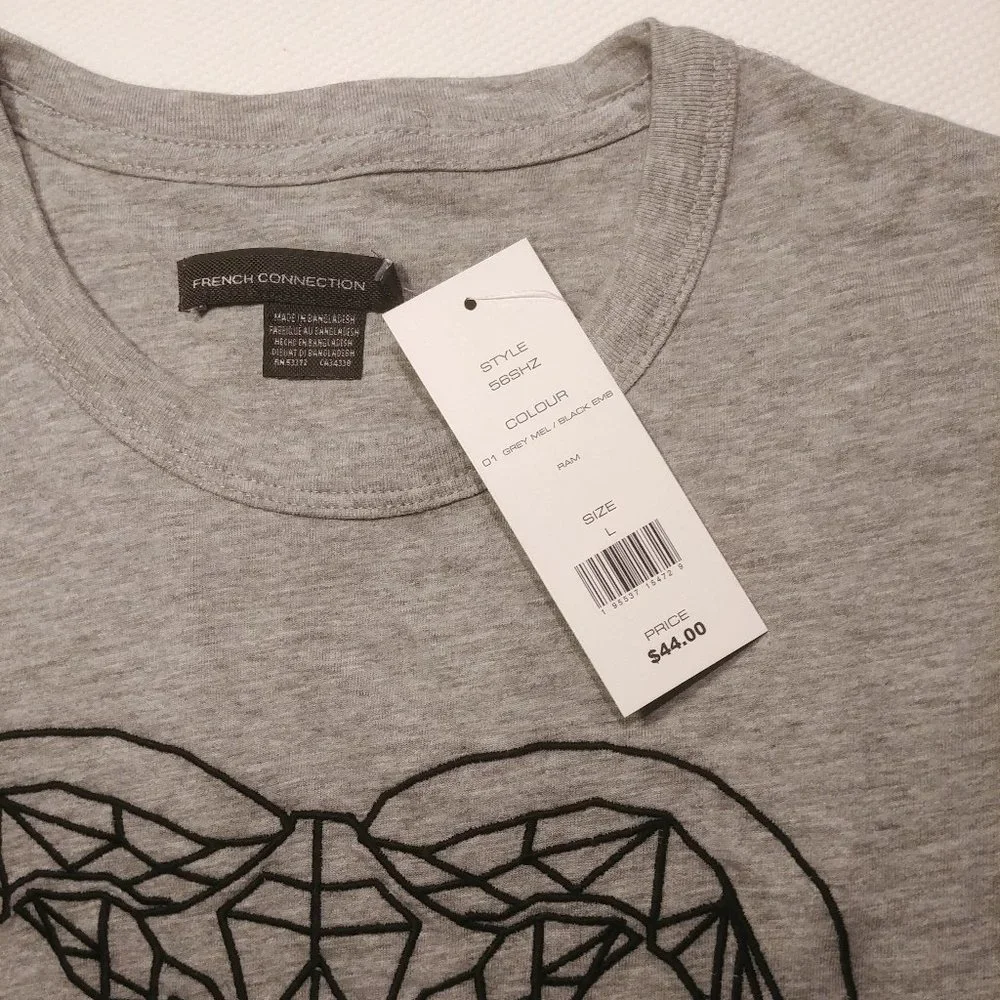 French Connection Embroidery Tee T Shirt  size L - Picture 2 of 6